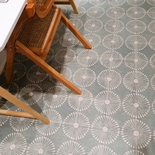 Green pattern floor tiles Sydney